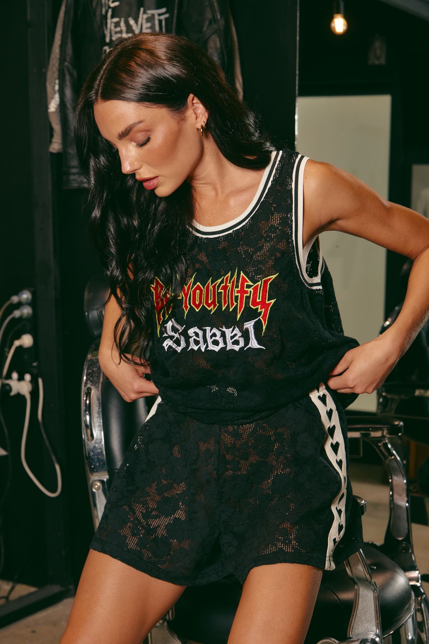 SABBI THE  LACE BOXER  SHORTS BLACK