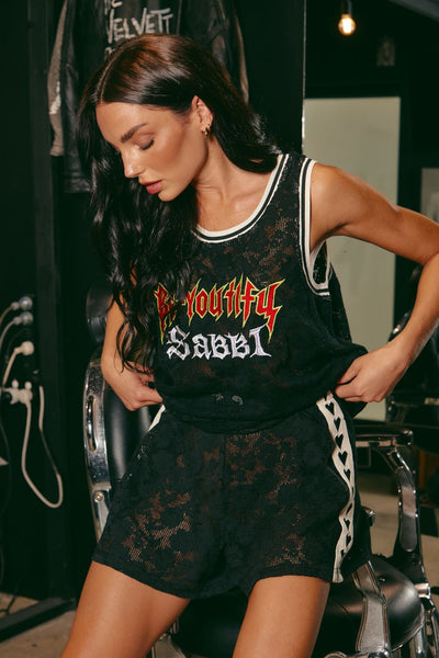 SABBI THE  LACE BOXER  SHORTS BLACK