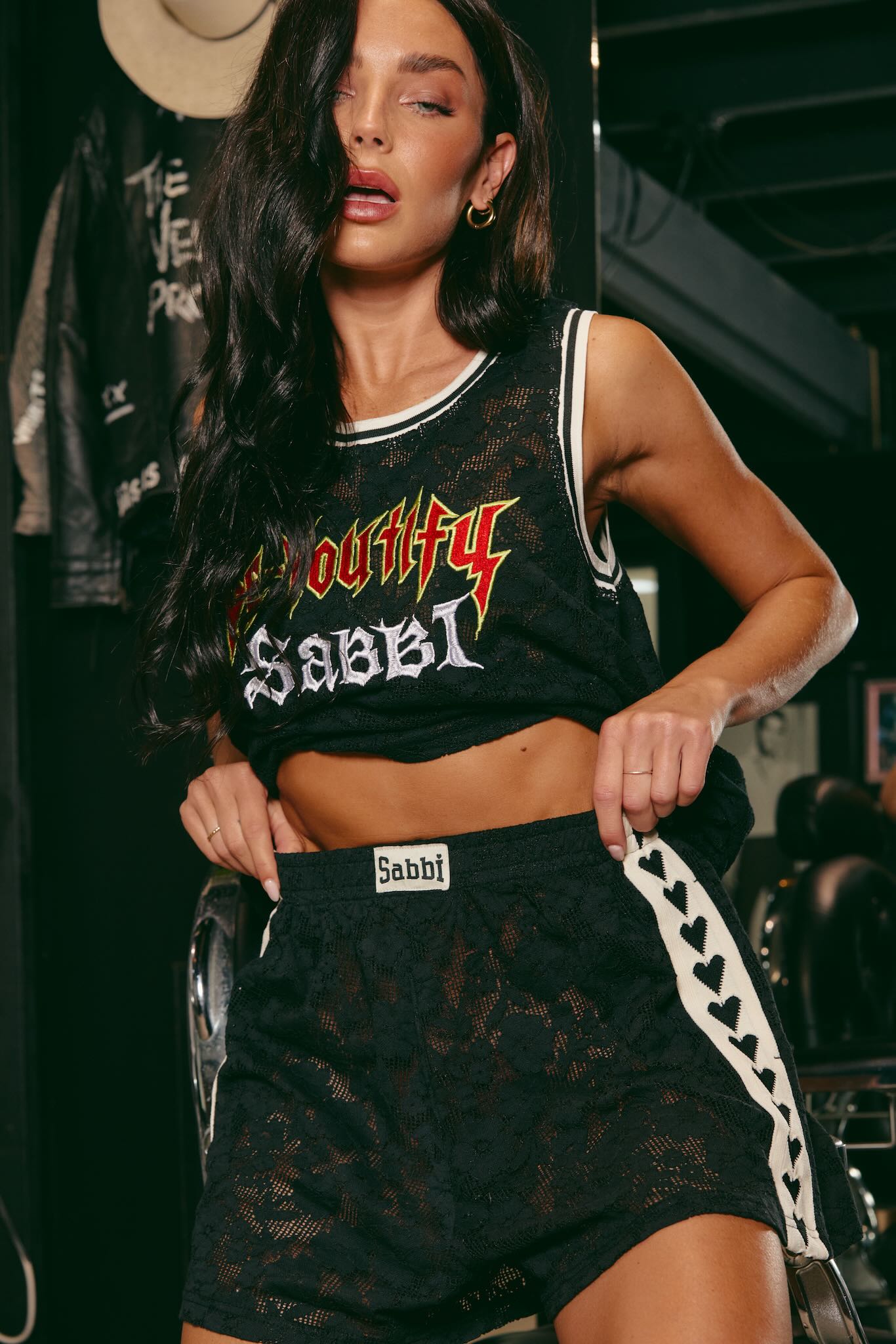 SABBI THE  LACE BOXER  SHORTS BLACK