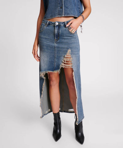 ONE TEASPOON MEMPHIS DENIM MAXI SKIRT