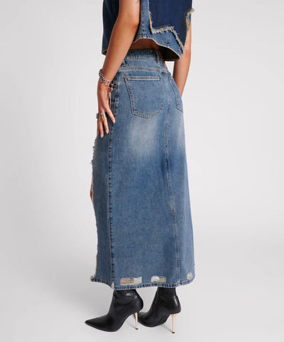 ONE TEASPOON MEMPHIS DENIM MAXI SKIRT