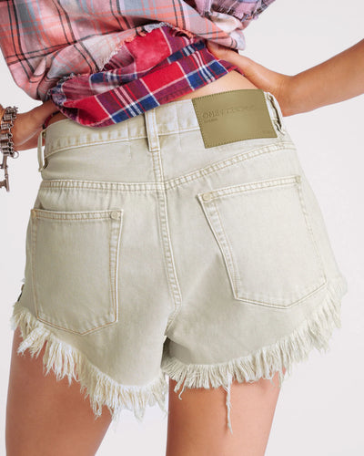 ONE TEASPOON OUTLAWS DENIM SHORTS ANTIQUE WHITE