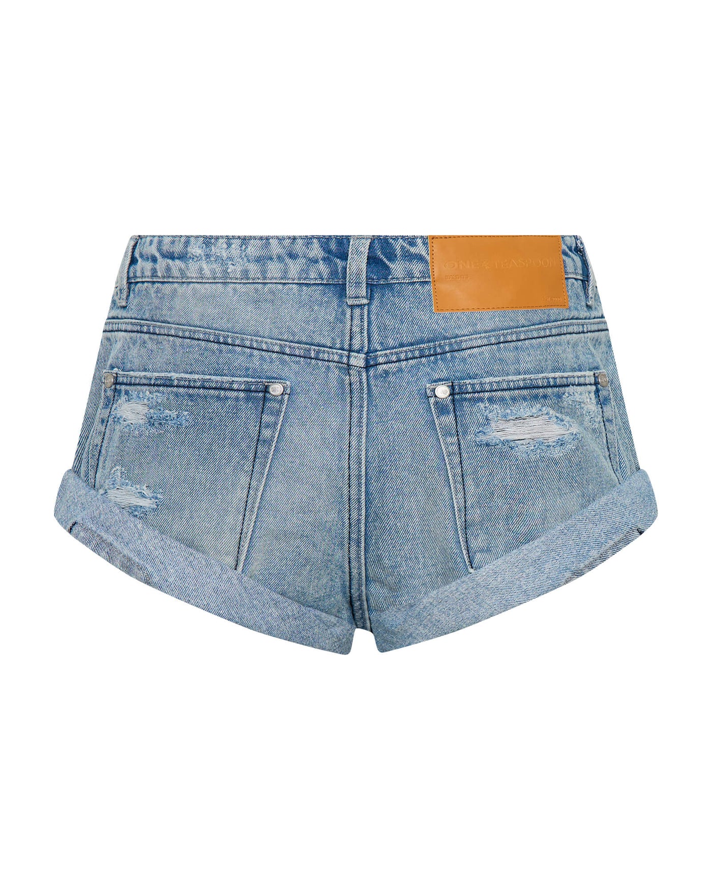ONE TEASPOON BANDITS LOW WAIST DENIM SHORTS SALTY DOG BLUE