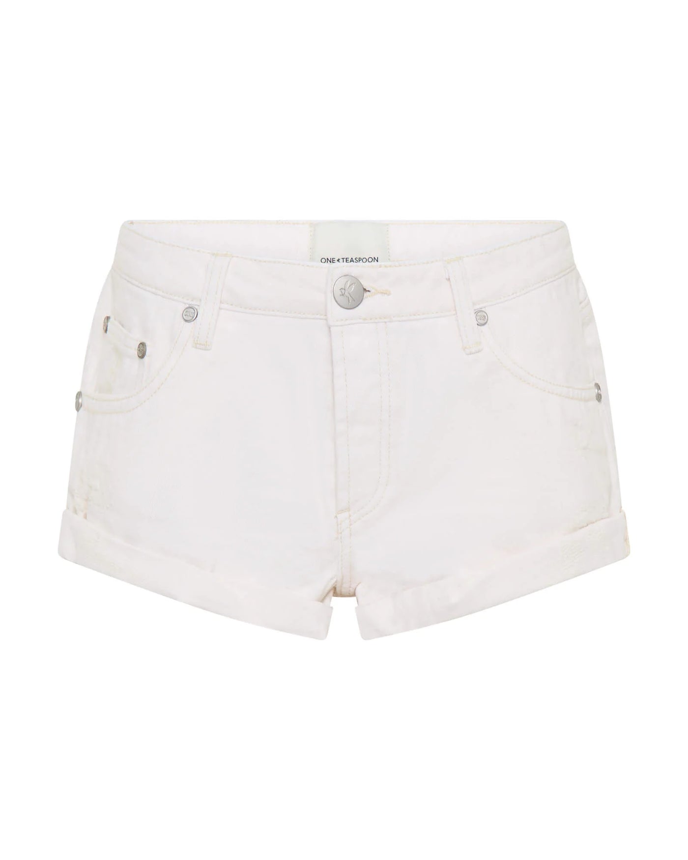 ONE TEASPOON BANDITS LOW WAIST DENIM SHORTS MILK WHITE