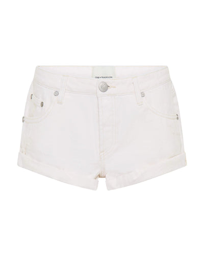 ONE TEASPOON BANDITS LOW WAIST DENIM SHORTS MILK WHITE