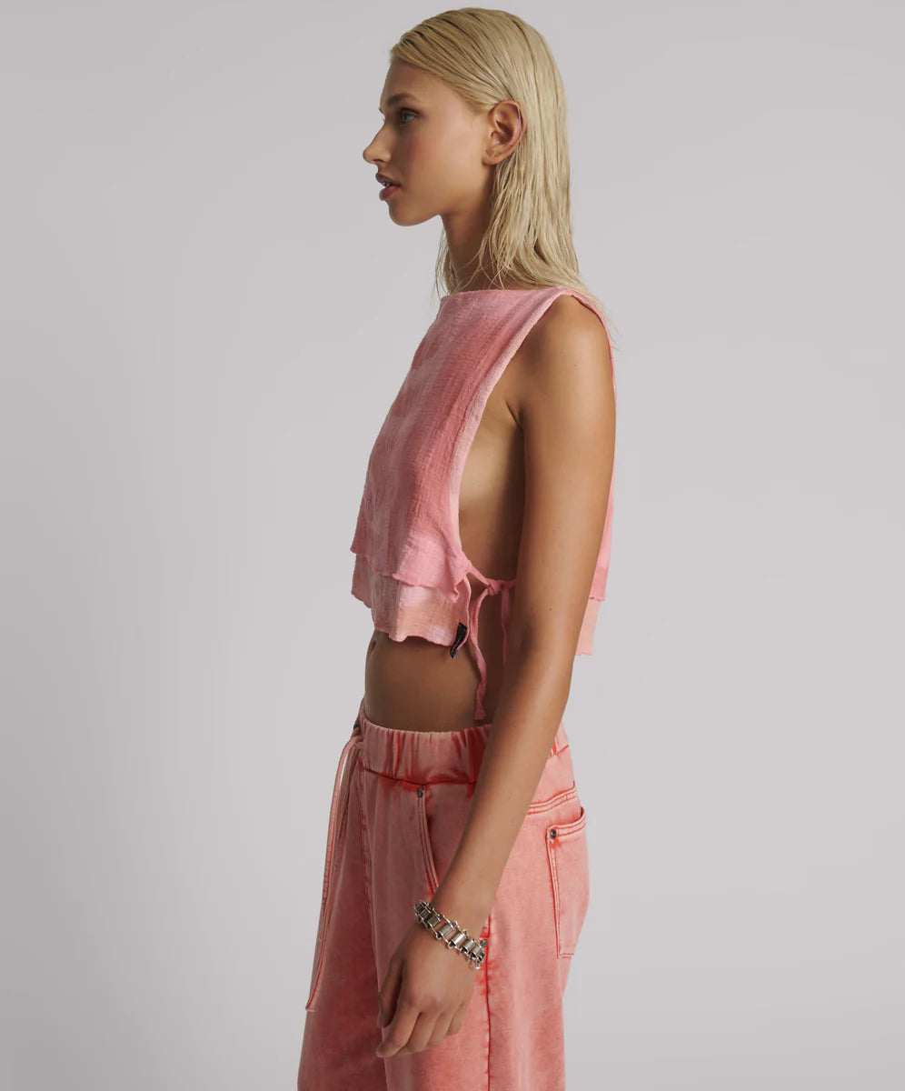 ONE TEASPOON MOAI HAND PAINTED MUSLIN DOUBLE LAYER TOP PINK | BABY LEMONADE STORE