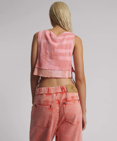 ONE TEASPOON MOAI HAND PAINTED MUSLIN DOUBLE LAYER TOP PINK | BABY LEMONADE STORE