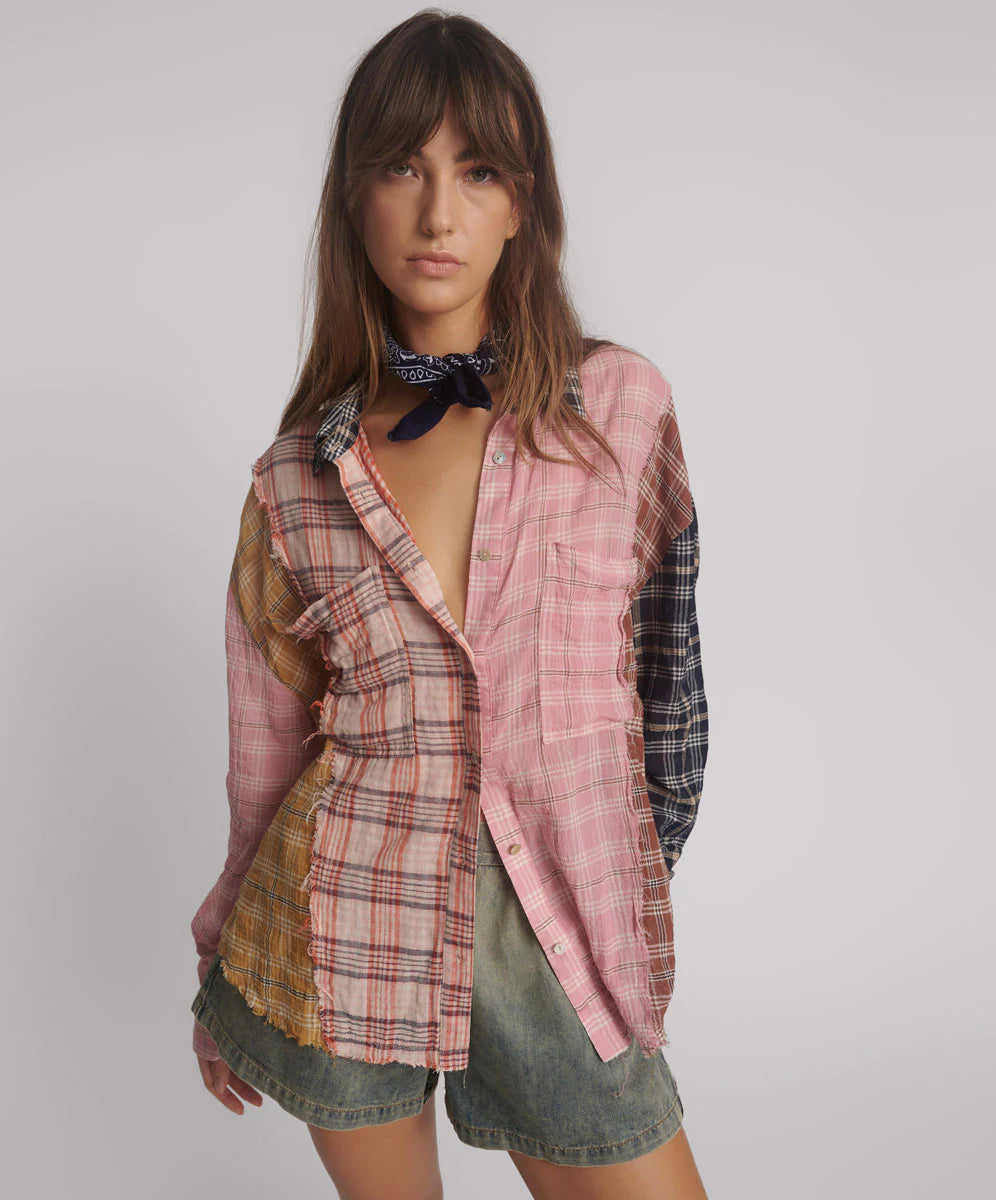 ONE TEASPOON PANELLED FLANNEL SHIRT MULTI