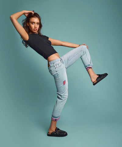 ONE TEASPOON BANDITS LOW WAIST BOYFRIEND JEANS CHEEKY BLUE