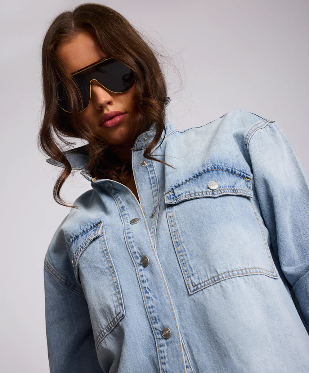 ONE TEASPOON CLASSIC ESSENTIAL DENIM SHIRT SANTA CRUZ BLUE | BABY LEMONADE STORE