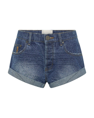 ONE TEASPOON BANDITS LOW WAIST DENIM SHORTS BLUE PAISLEY