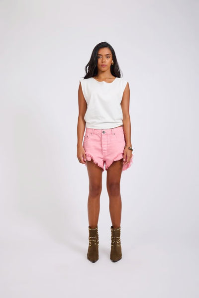 ONE TEASPOON ROLLERS LOW WAIST DENIM SHORTS PRISM PINK