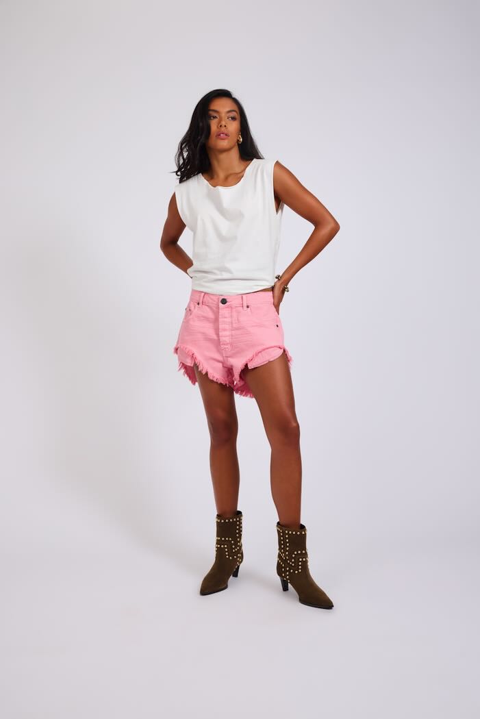 ONE TEASPOON ROLLERS LOW WAIST DENIM SHORTS PRISM PINK