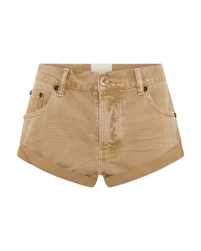 ONE TEASPOON BANDITS LOW WAIST DENIM SHORTS WARM TAN