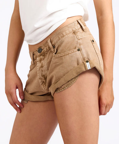 ONE TEASPOON BANDITS LOW WAIST DENIM SHORTS WARM TAN