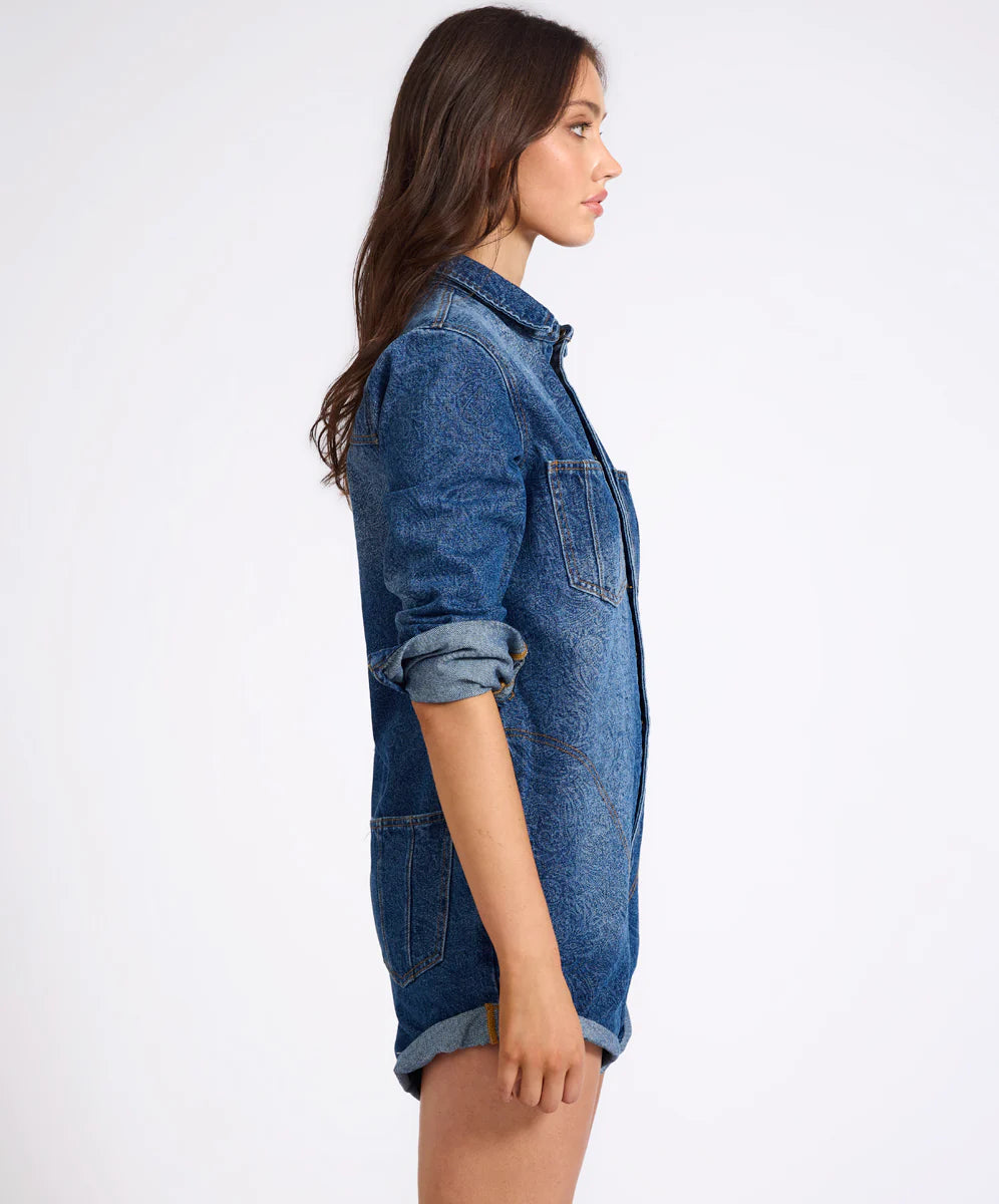 ONE TEASPOON PROPHECY JUMPSUIT BLUE PAISLEY