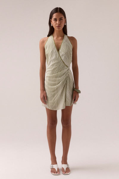 SOVERE STUDIO VISTA MINI DRESS OLIVE STRIPE