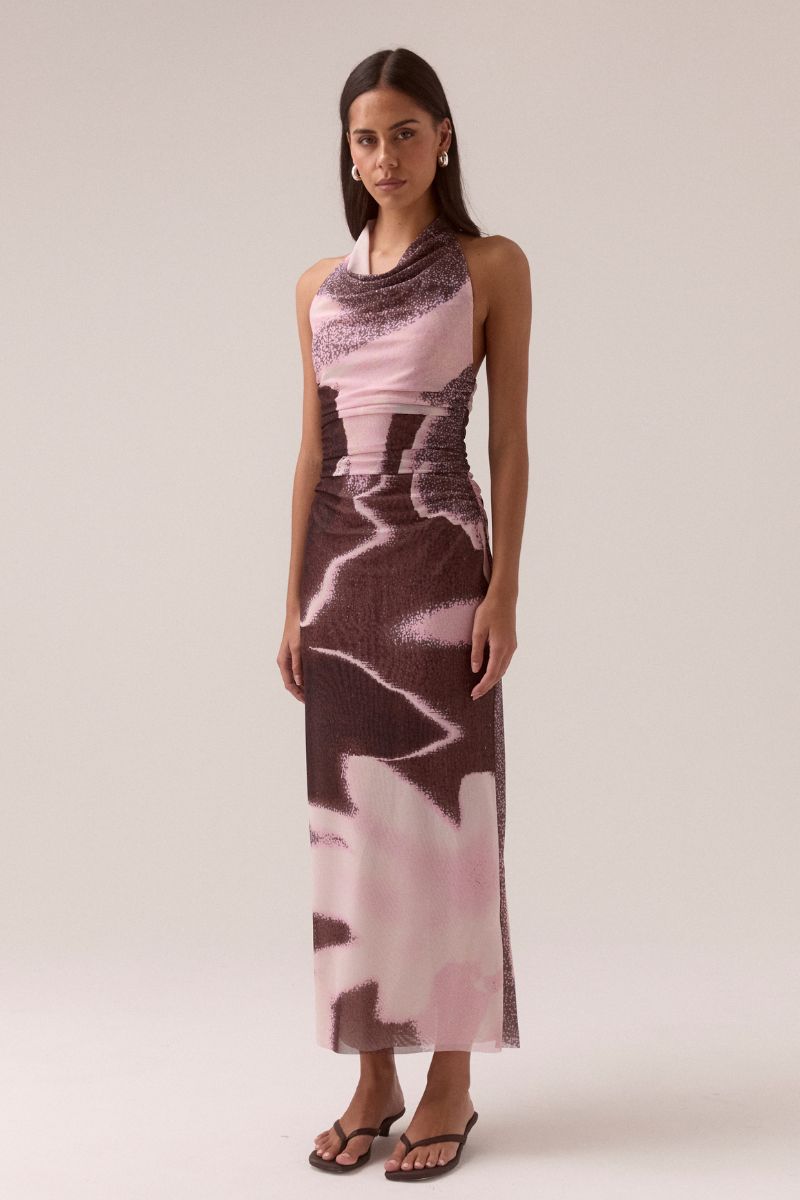 SOVERE STUDIO AFTERLIGHT MESH DRESS RAISIN