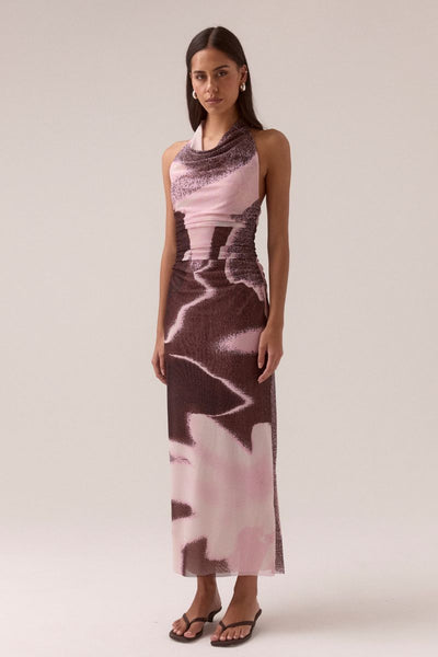 SOVERE STUDIO AFTERLIGHT MESH DRESS RAISIN