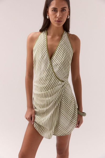 SOVERE STUDIO VISTA MINI DRESS OLIVE STRIPE
