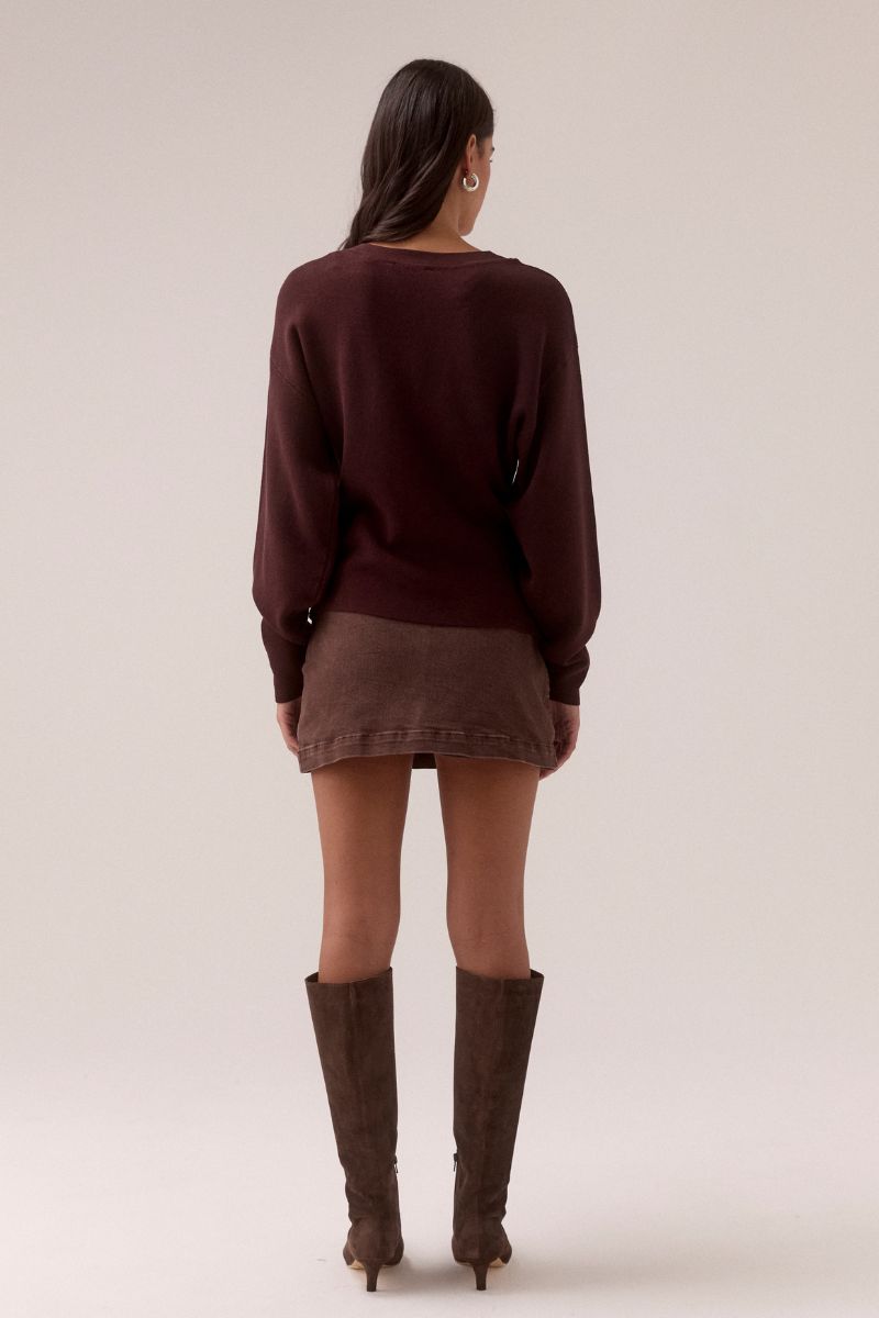 SOVERE STUDIO SENTIMENT KNIT CARDI PLUM