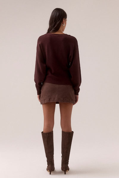 SOVERE STUDIO SENTIMENT KNIT CARDI PLUM