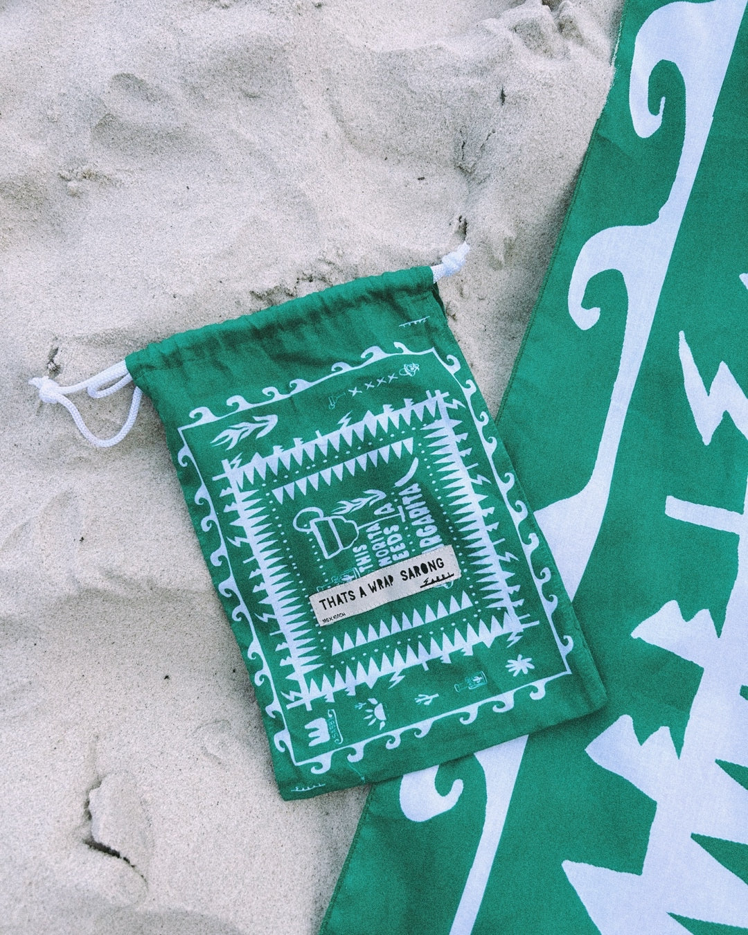 SABBI THAT'S A WRAP GREEN MARGARITA COTTON SARONG