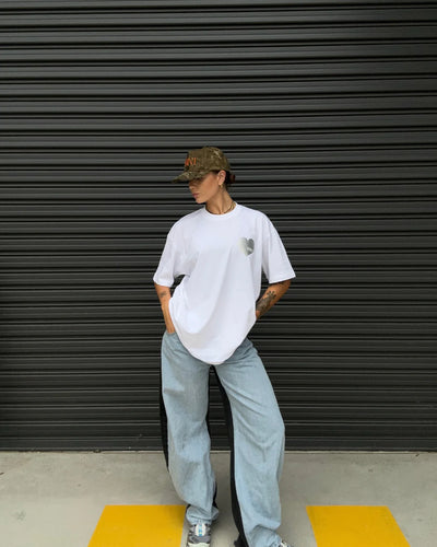 SŚAINT HEART TEE WHITE/SILVER| BABY LEMONADE STORE