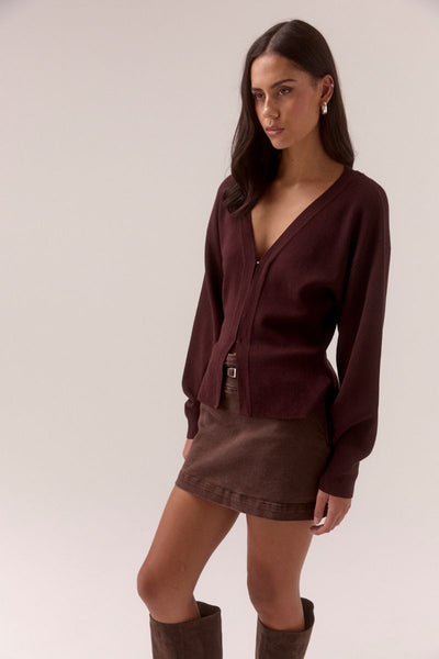 SOVERE STUDIO SENTIMENT KNIT CARDI PLUM