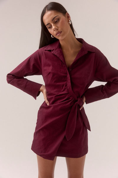 SOVERE STUDIO PRIMARY SHIRT DRESS PLUM