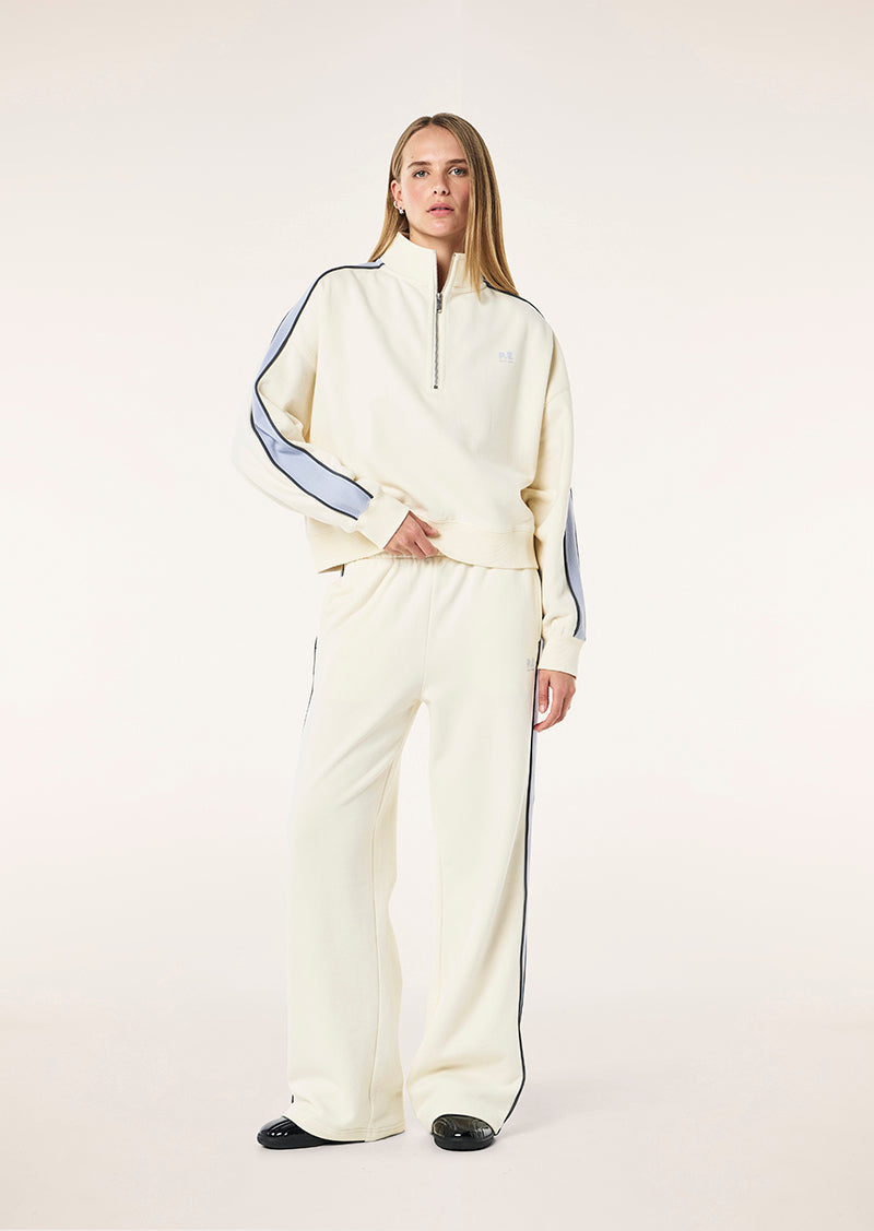 PE NATION BOUNDLESS ZIP NECK SWEATSHIRT WHISPER WHITE