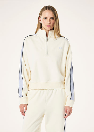 PE NATION BOUNDLESS ZIP NECK SWEATSHIRT WHISPER WHITE