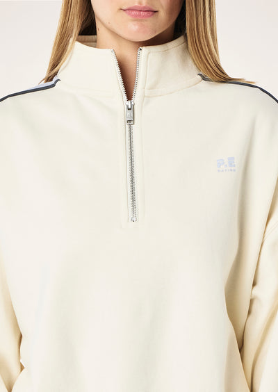 PE NATION BOUNDLESS ZIP NECK SWEATSHIRT WHISPER WHITE