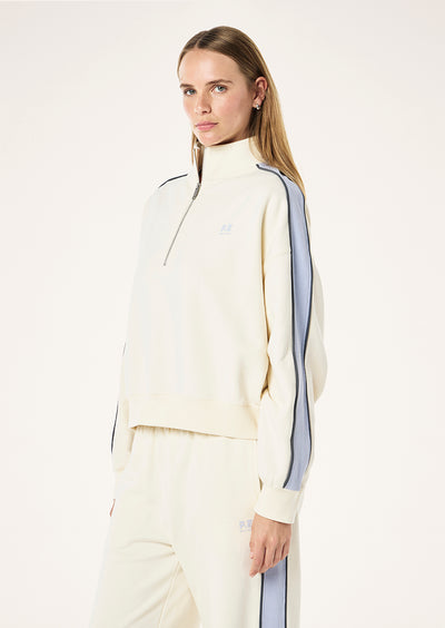PE NATION BOUNDLESS ZIP NECK SWEATSHIRT WHISPER WHITE