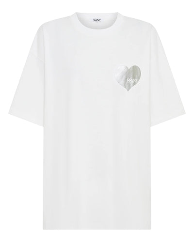 SŚAINT HEART TEE WHITE/SILVER| BABY LEMONADE STORE