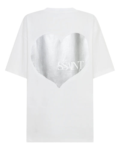 SŚAINT HEART TEE WHITE/SILVER| BABY LEMONADE STORE