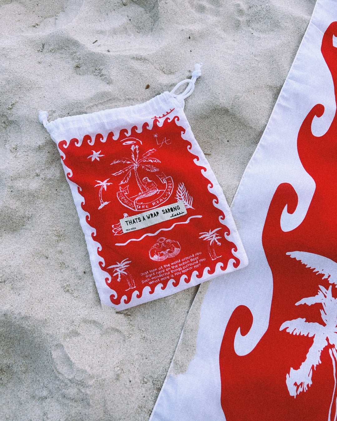 SABBI THAT'S A WRAP COTTON SARONG RED MERMAID