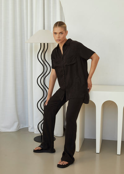 BISK THE LABEL LORI BLACK CUPRO PANT