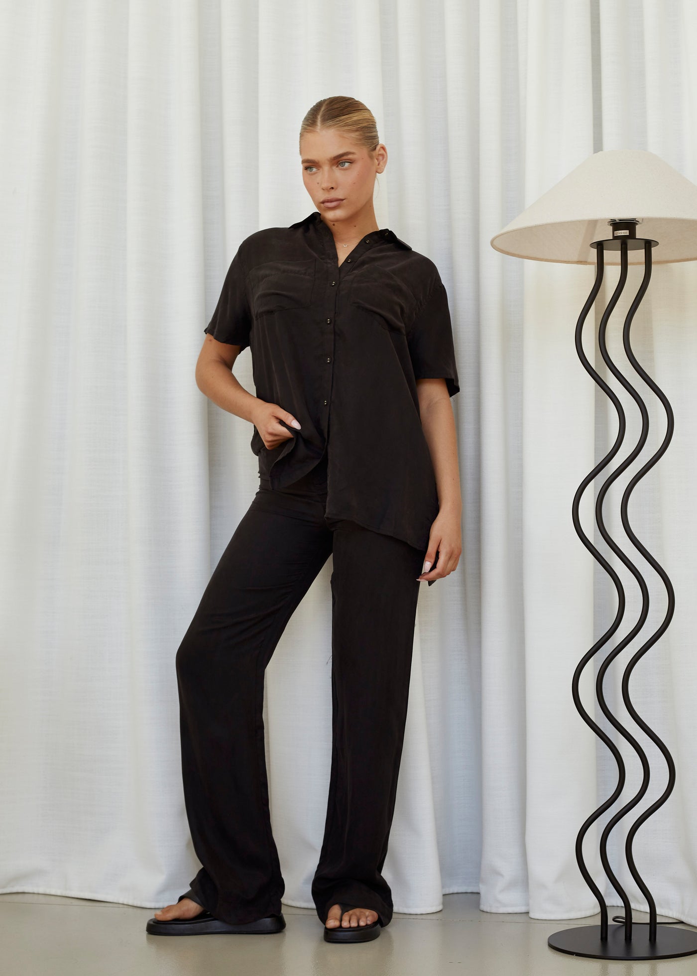 BISK THE LABEL LORI BLACK CUPRO PANT