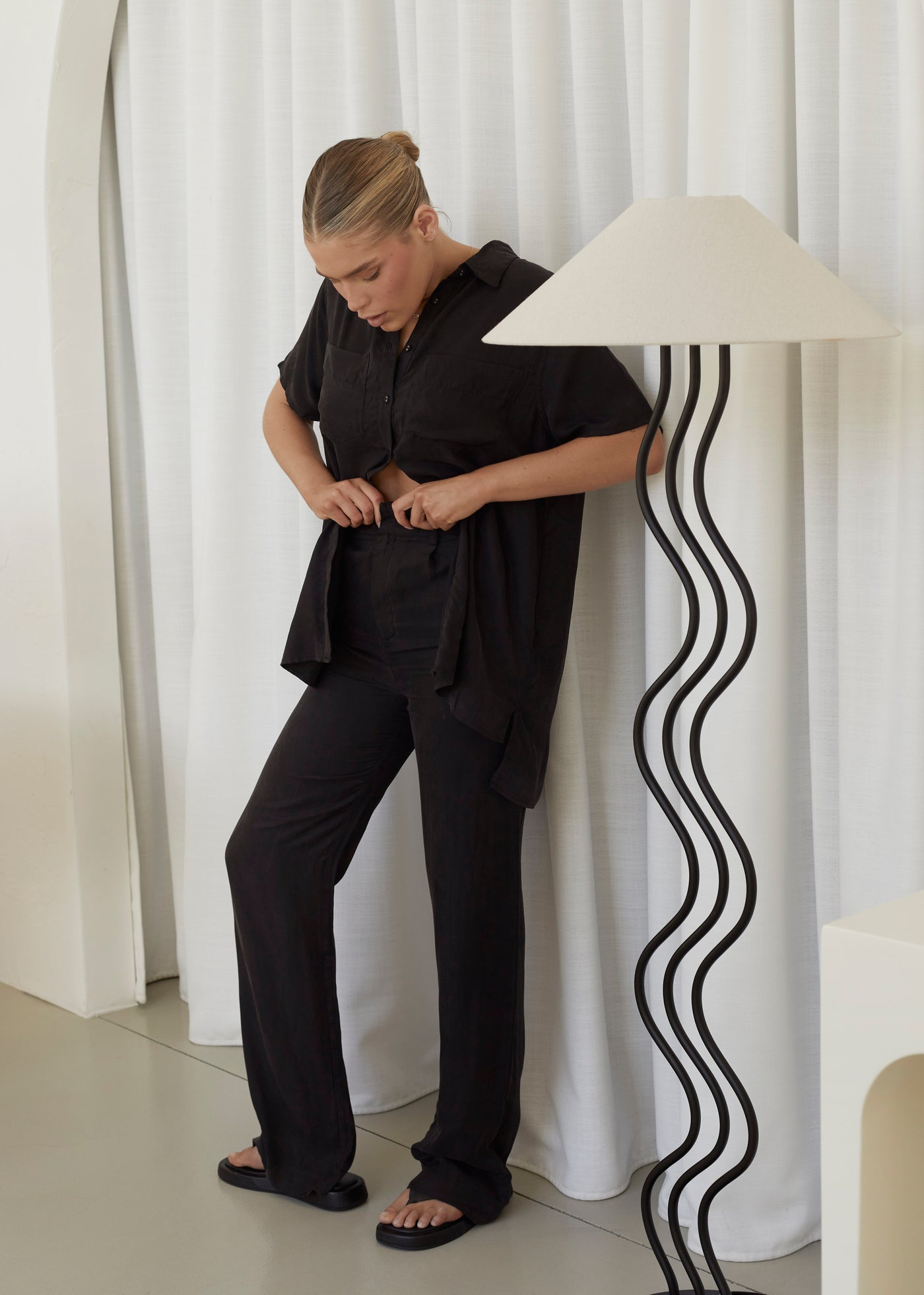 BISK THE LABEL LORI BLACK CUPRO PANT