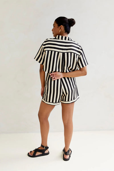 Bisk the label Piper Stripe linen shorts