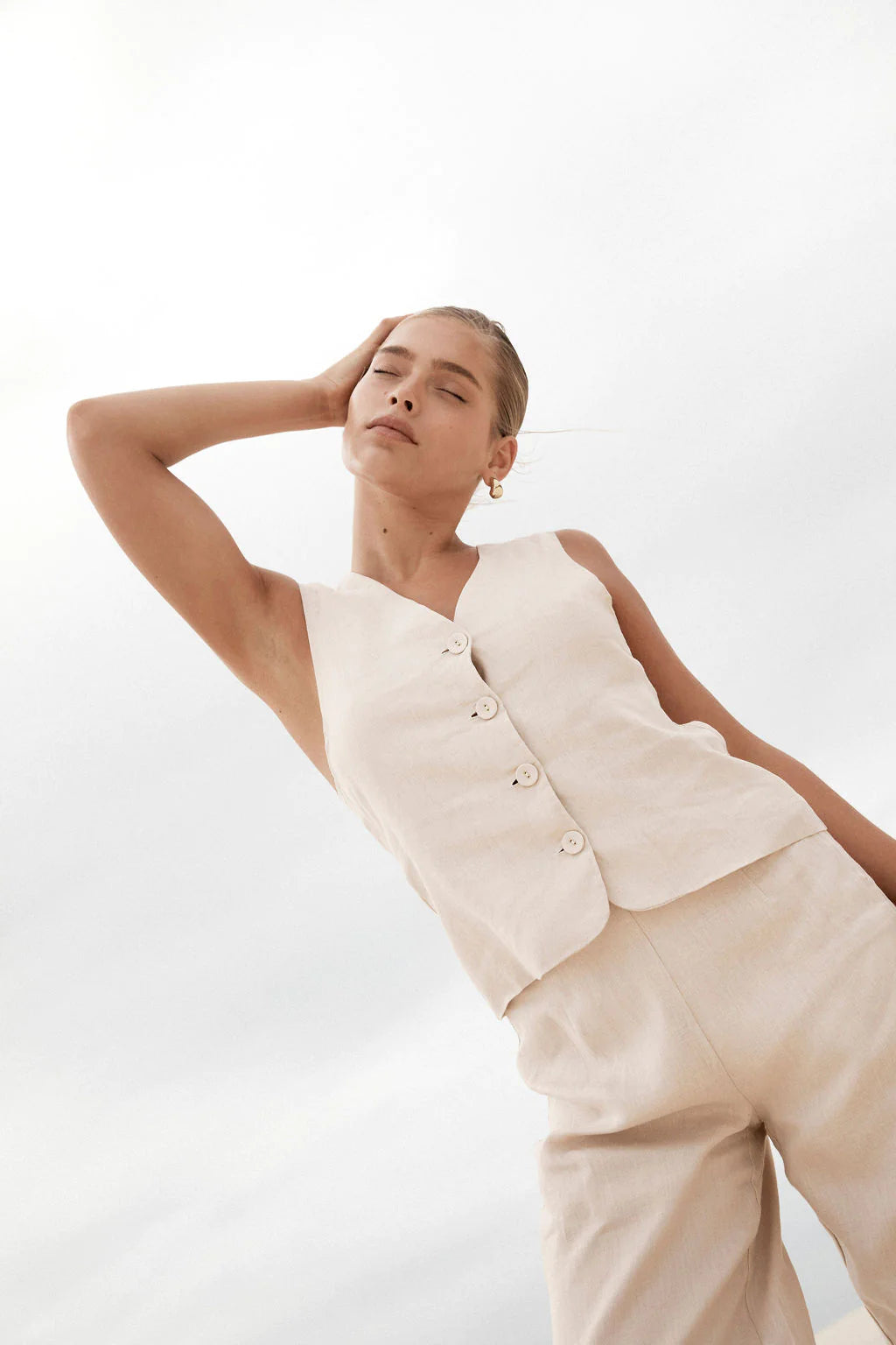 Bisk the Label Aubrey Oatmeal Linen Vest
