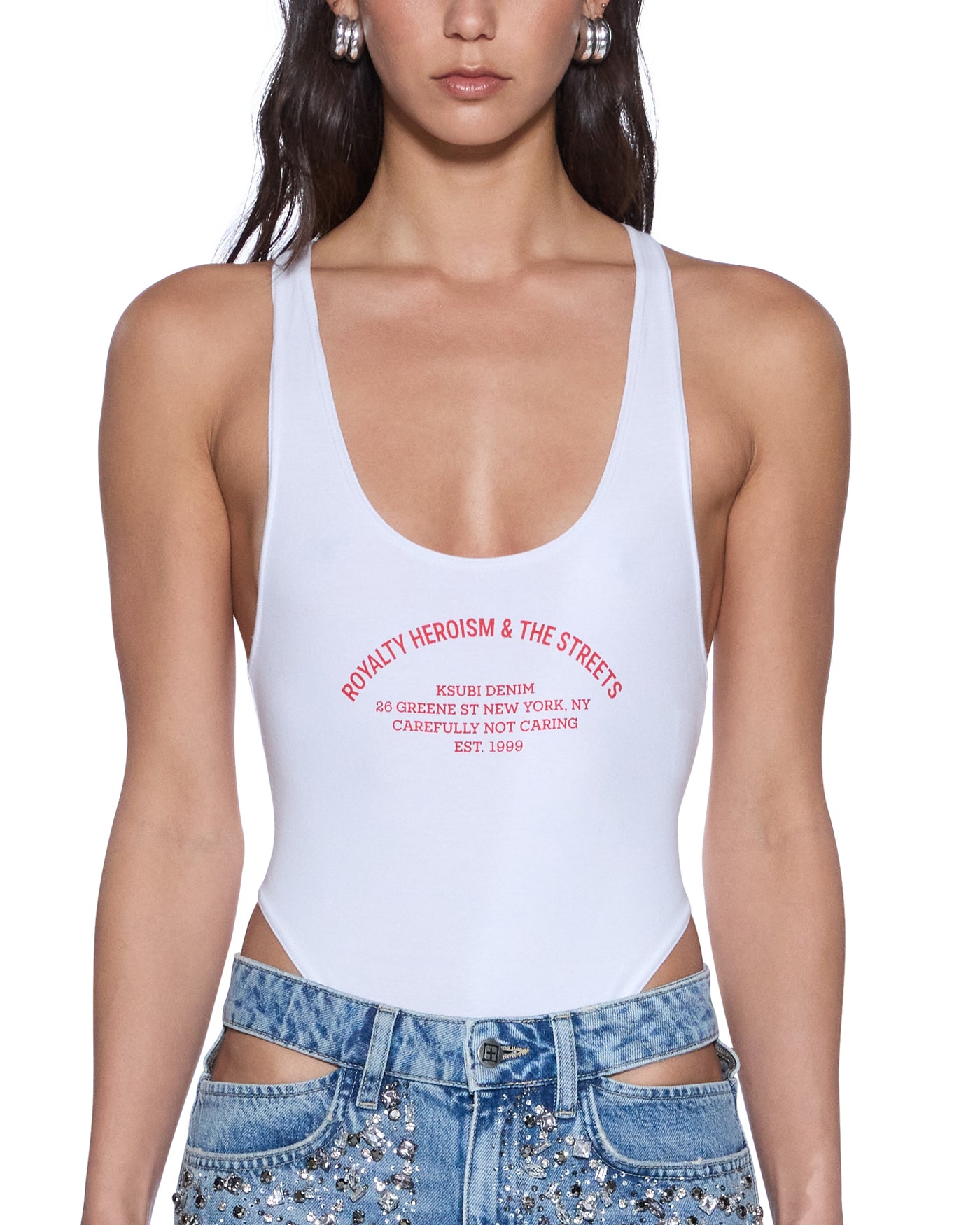 KSUBI VARSITY LARA BODYSUIT WHITE