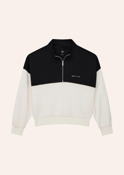 PE NATION BOUNDLESS ZIP NECK SWEATSHIRT WHISPER WHITE