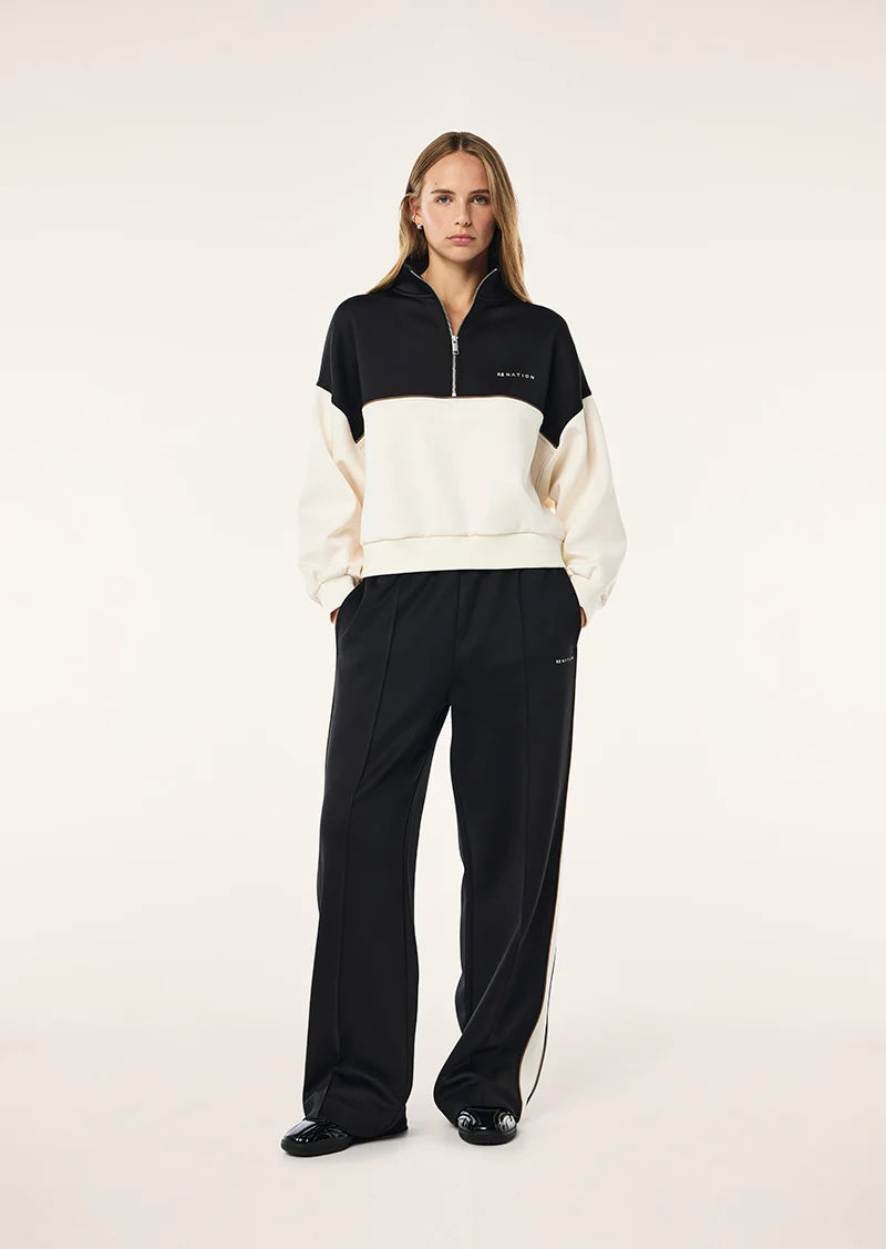 PE NATION BOUNDLESS ZIP NECK SWEATSHIRT WHISPER WHITE