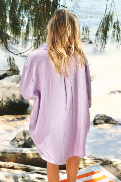 Bowie Short Sleeve linen Short Lilac The Line for Baby Lemonade Store