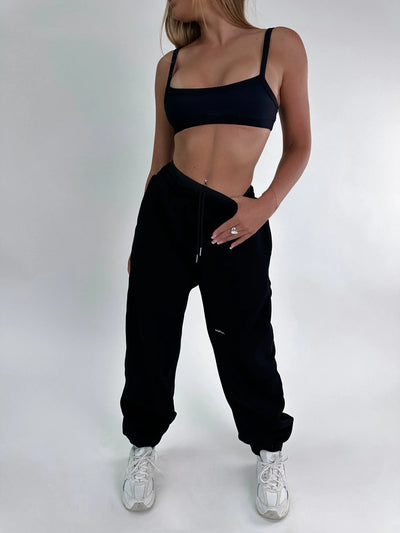 MAIA THE LABEL AYA RIBBED CROP TOP BLACK LUXE BASICS