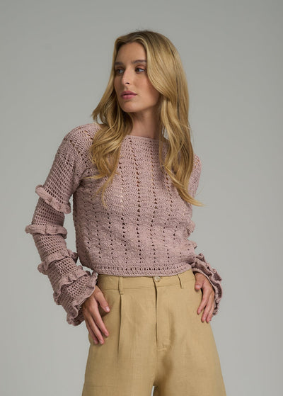 LILYA CARLISLE COTTON KNIT TOP ORCHID