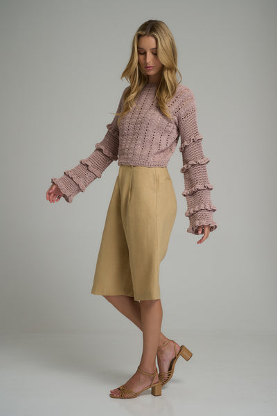 LILYA CARLISLE COTTON KNIT TOP ORCHID