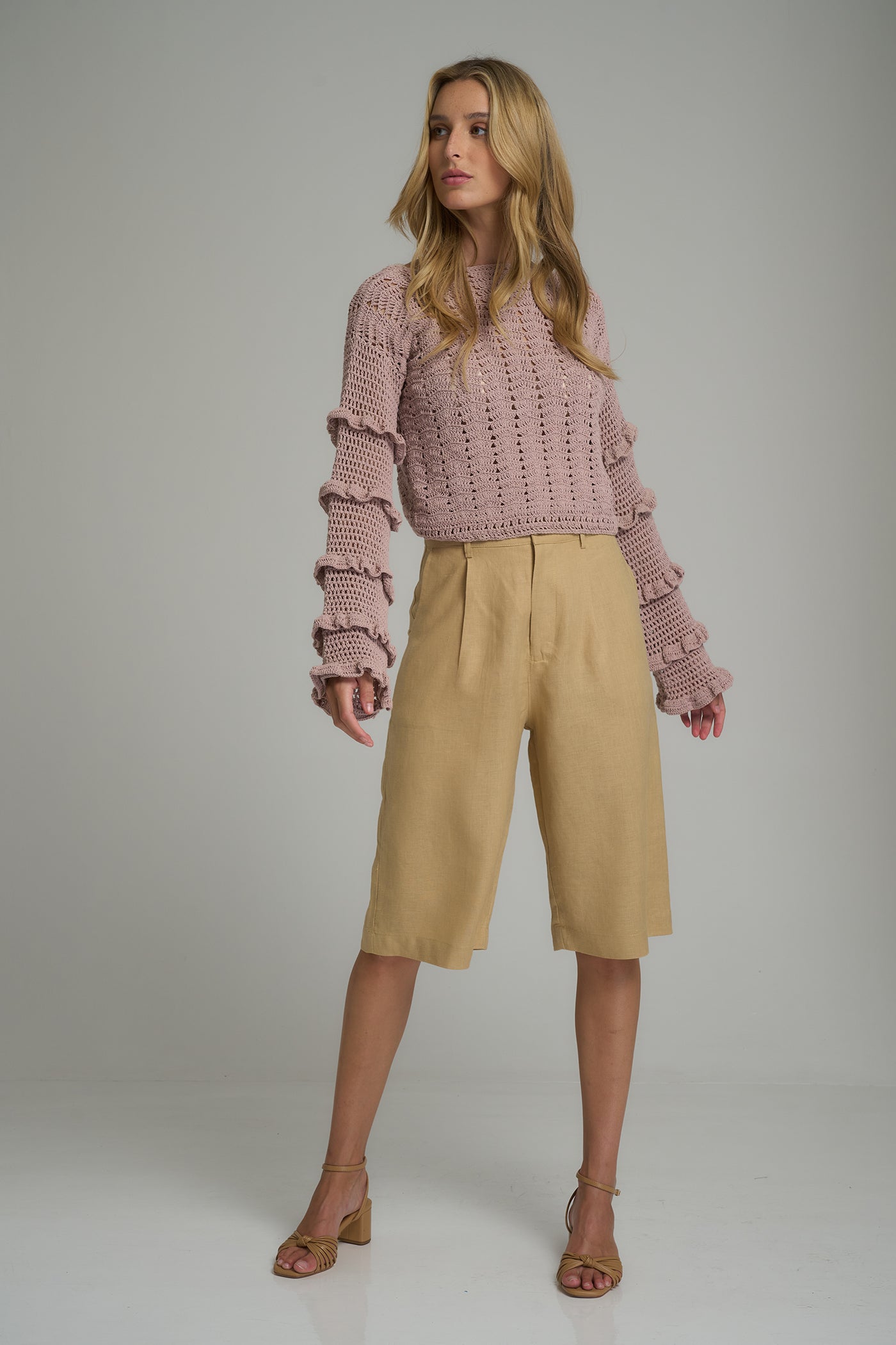 LILYA CARLISLE COTTON KNIT TOP ORCHID
